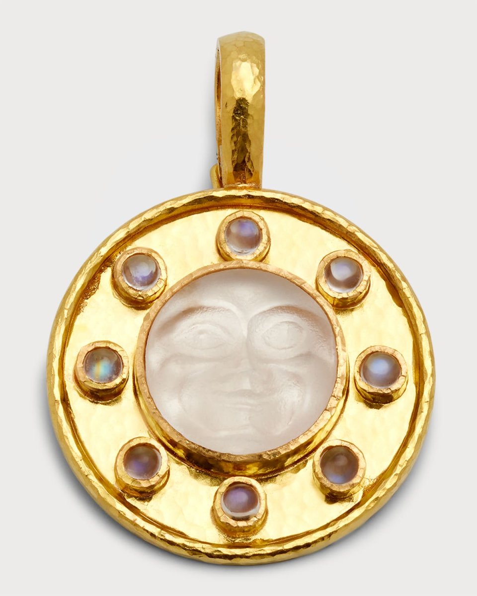 19K Crystal 'Man-In-Moon' Pendant